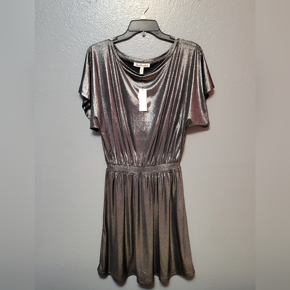 Juniors Metallic Mini Dress-size small